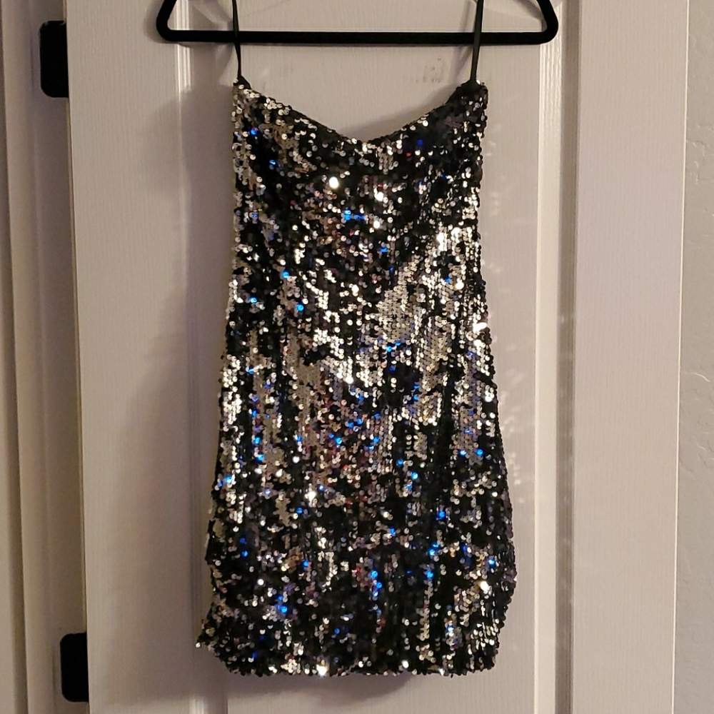 Sequin dress, silver and black